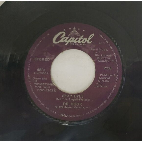Record 45 RPM Vinyl Dr. Hook Sexy Eyes/ Help Me Mama VINTAGE 1979 - Picture 4 of 4